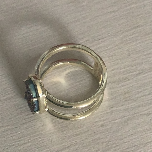 Kendra Scott NWOT Elyse Muti-Colored Drusy Ring. Gold - Picture 4 of 8